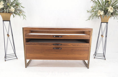 Unusual Mid-Century Modern Solid Walnut Console Sofa Table with Drawers Mint!