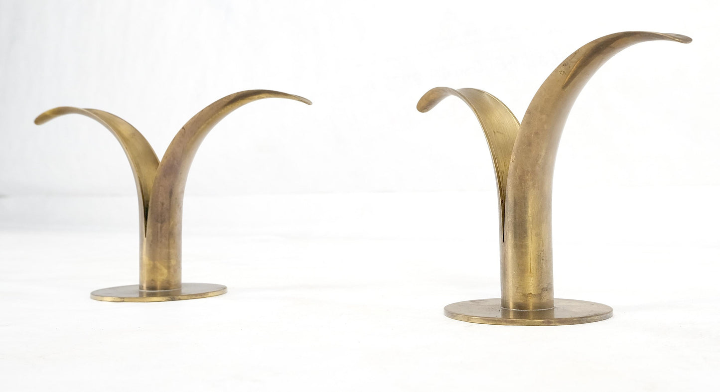 Pair of Swedish Solid Brass Candle Sticks Made in Sweden