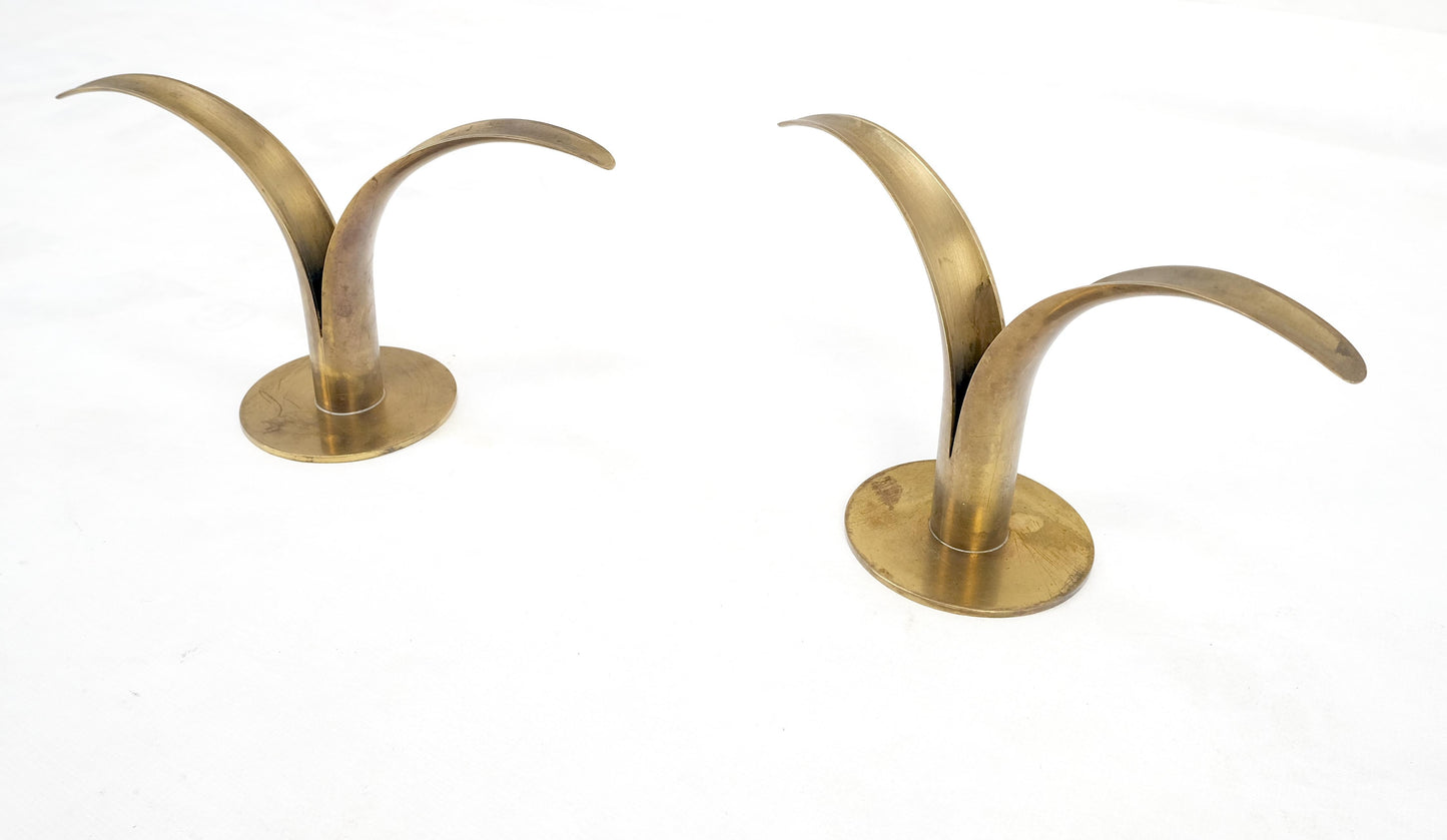 Pair of Swedish Solid Brass Candle Sticks Made in Sweden