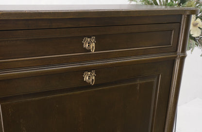 Dark Golden Olive Drop Front Secretary Desk High Chest Drawers Dresser Brass Key