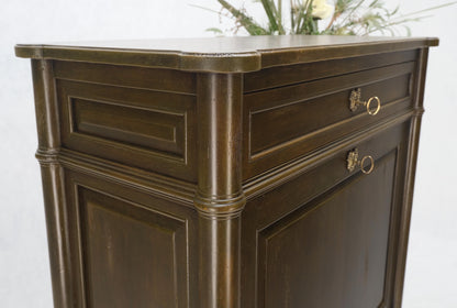 Dark Golden Olive Drop Front Secretary Desk High Chest Drawers Dresser Brass Key