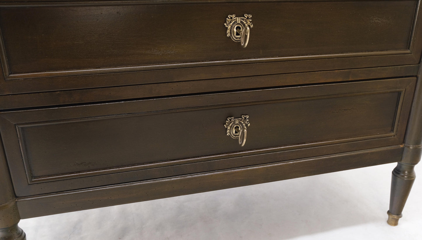 Dark Golden Olive Drop Front Secretary Desk High Chest Drawers Dresser Brass Key