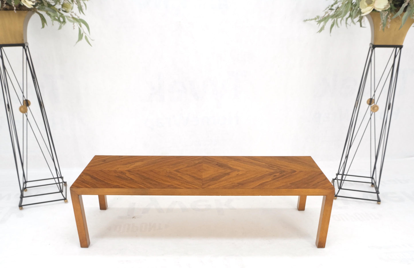 Mid-Century Modern Long Rectangle Walnut Parsons Style Coffee Table Mint!