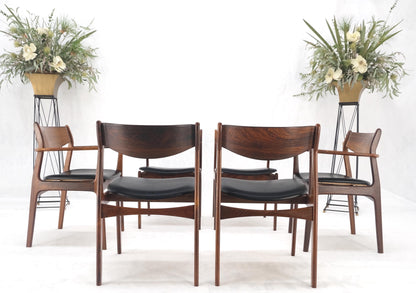 Set 6 Danish Mid-Century Modern Jorgensen Rosewood Dining Chairs Black Seat