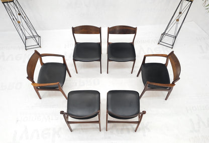 Set 6 Danish Mid-Century Modern Jorgensen Rosewood Dining Chairs Black Seat