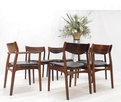 Set 6 Danish Mid-Century Modern Jorgensen Rosewood Dining Chairs Black Seat