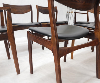 Set 6 Danish Mid-Century Modern Jorgensen Rosewood Dining Chairs Black Seat