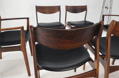 Set 6 Danish Mid-Century Modern Jorgensen Rosewood Dining Chairs Black Seat