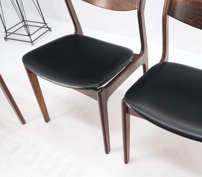 Set 6 Danish Mid-Century Modern Jorgensen Rosewood Dining Chairs Black Seat