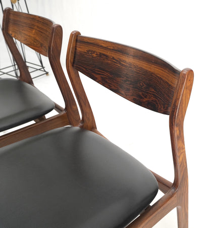 Set 6 Danish Mid-Century Modern Jorgensen Rosewood Dining Chairs Black Seat