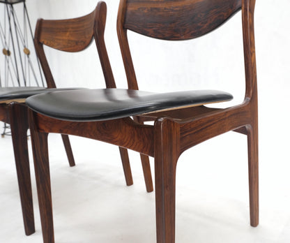 Set 6 Danish Mid-Century Modern Jorgensen Rosewood Dining Chairs Black Seat