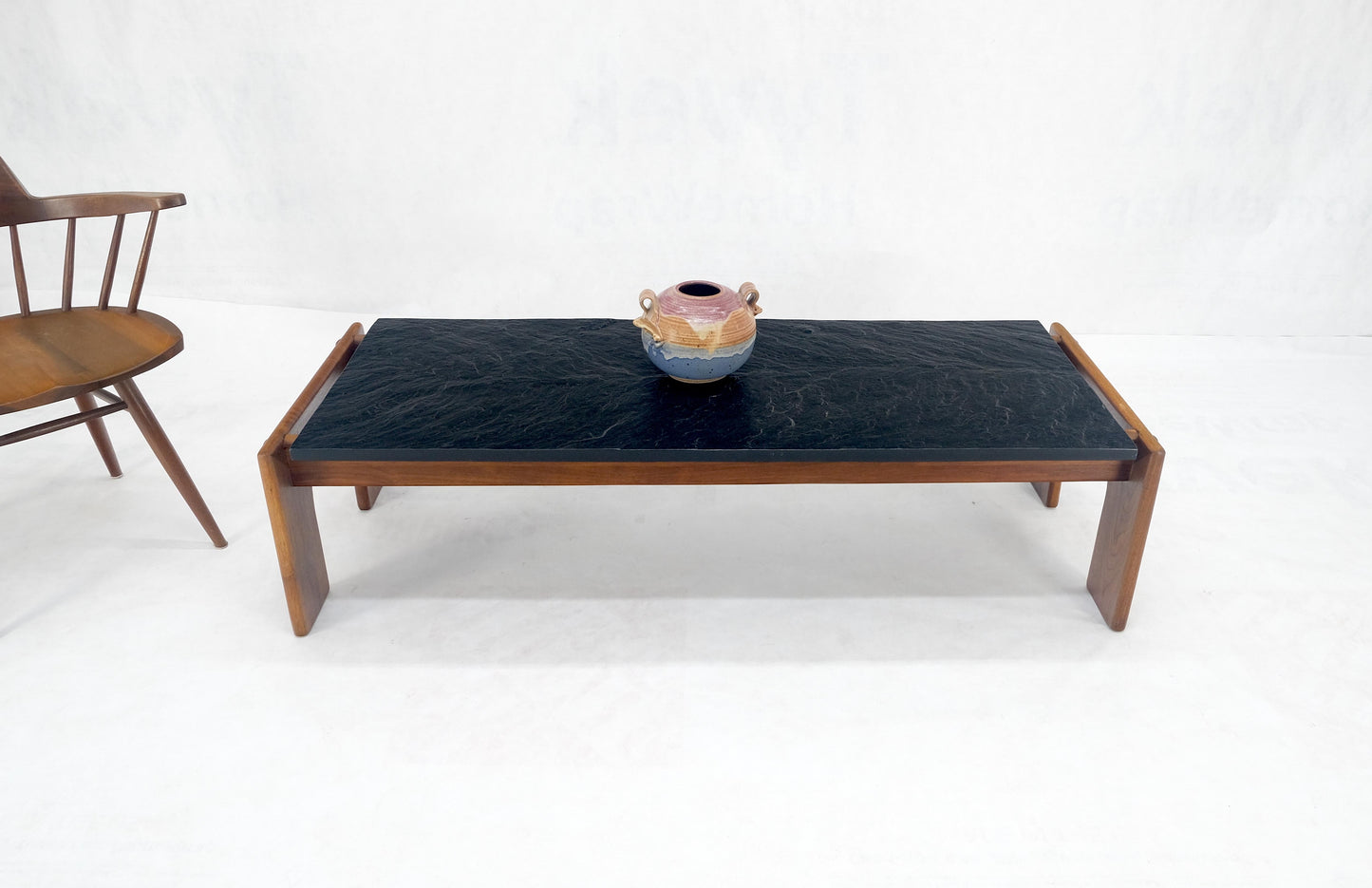 Adrian Pearsall Solid Walnut Slate Like Top 5' Long Rectangle Coffee Table MINT!