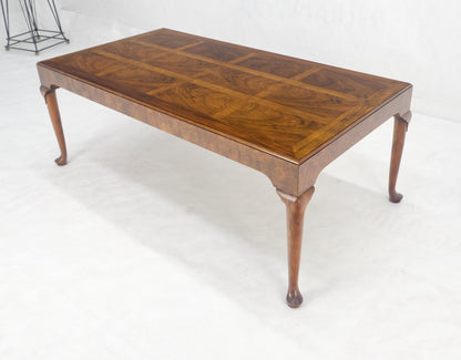 Baker Vivid Pattern Walnut Top Burl Queen An Style Caved Legs Coffee Table MINT!