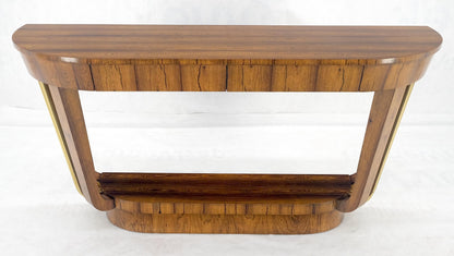 French Art Deco Rosewood Heavy Solid Brass Supports Demilune Console Hall Table