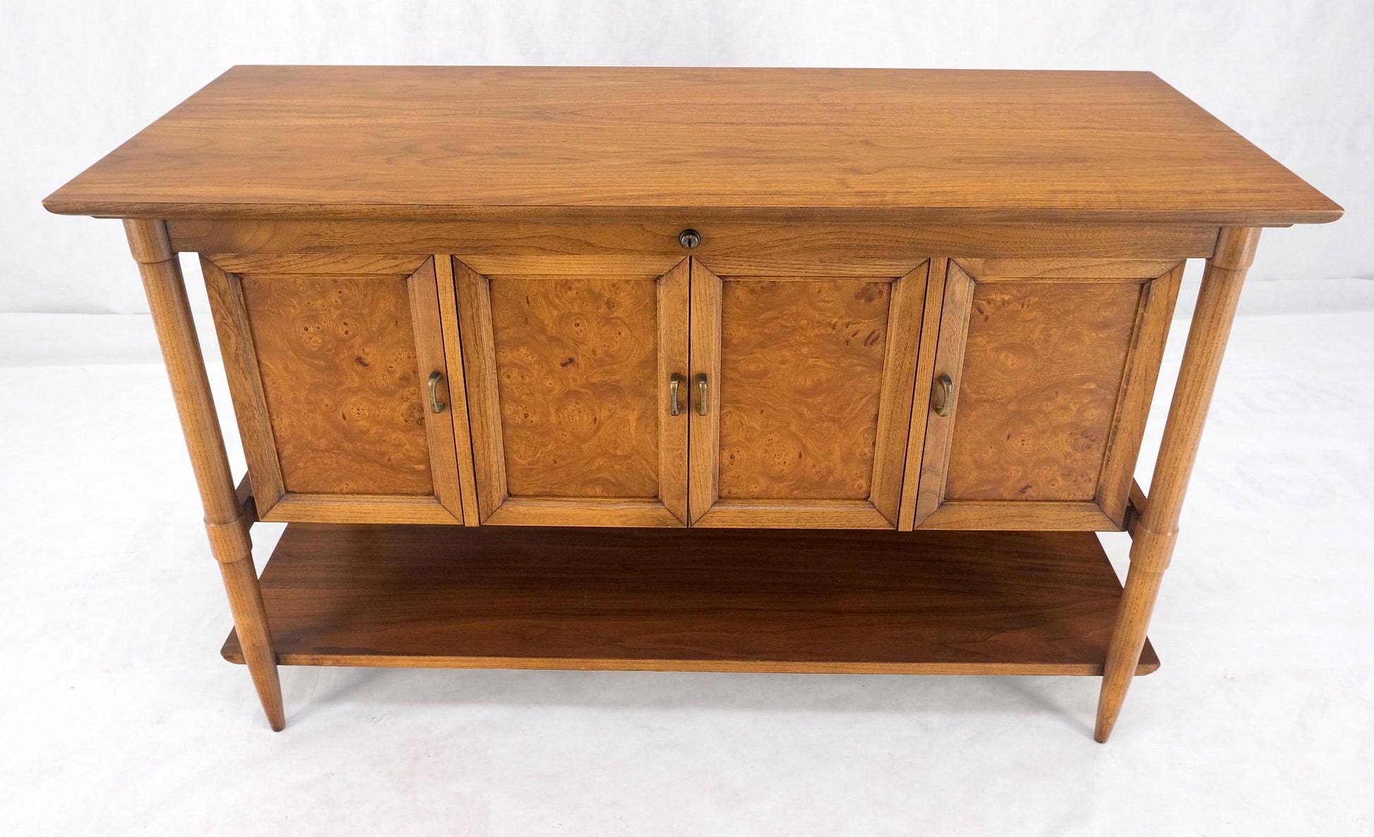 Burl Wood Light Walnut Lift Top "Dresser" on Sculptural Legs Cedar Lined Chest