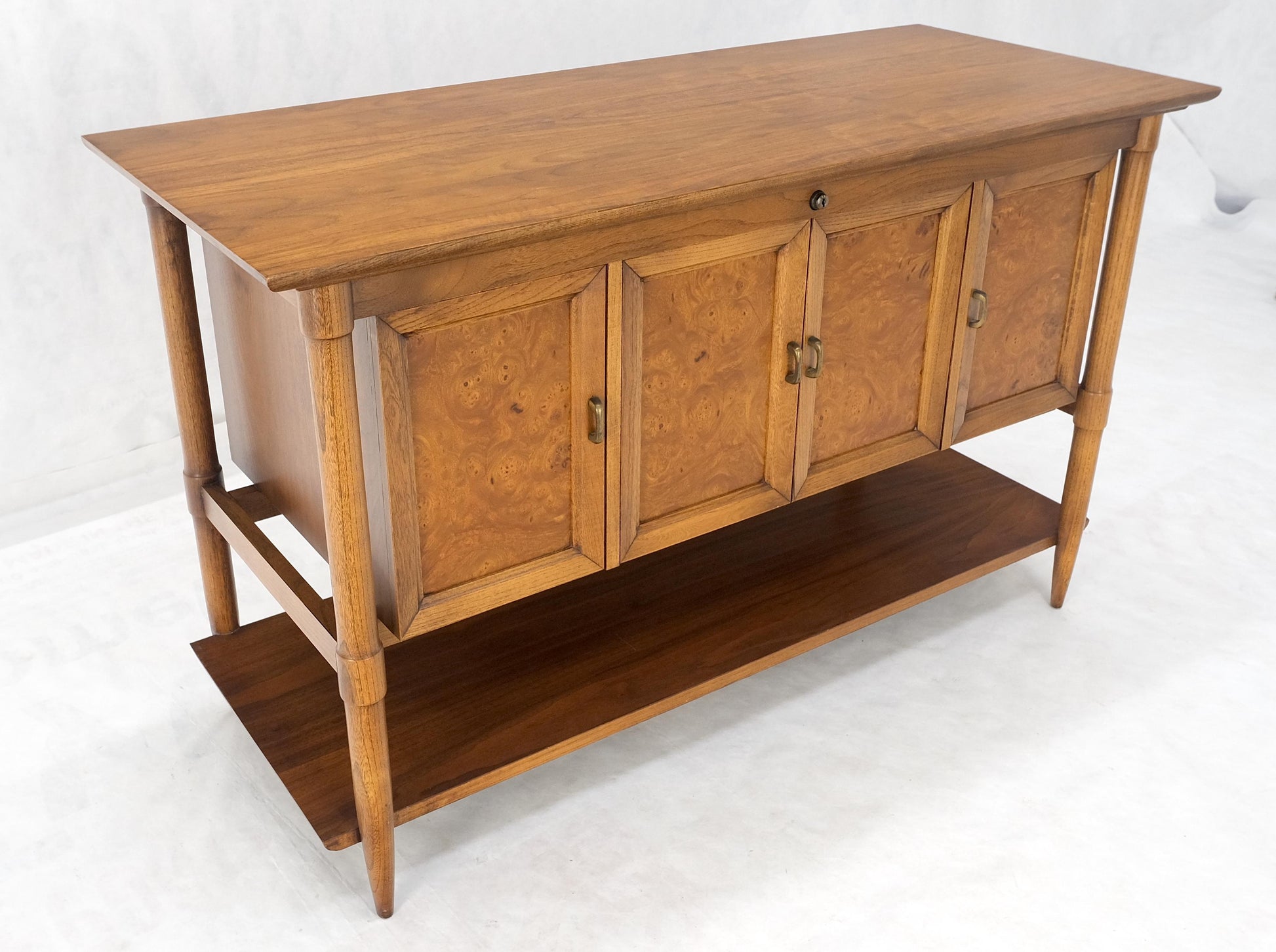 Burl Wood Light Walnut Lift Top "Dresser" on Sculptural Legs Cedar Lined Chest