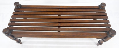 Ralph Lauren Slotted Browned Chestnut Turned Legs Bench w/ Finials MINT!