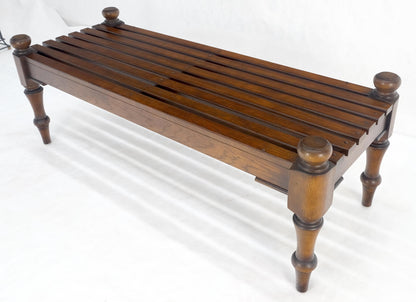 Ralph Lauren Slotted Browned Chestnut Turned Legs Bench w/ Finials MINT!