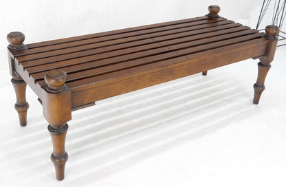 Ralph Lauren Slotted Browned Chestnut Turned Legs Bench w/ Finials MINT!