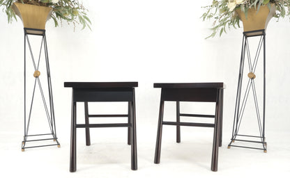 Pair of Gibbings Ebonized Dark Lacquer Walnut One Drawer End Side Tables Mint!