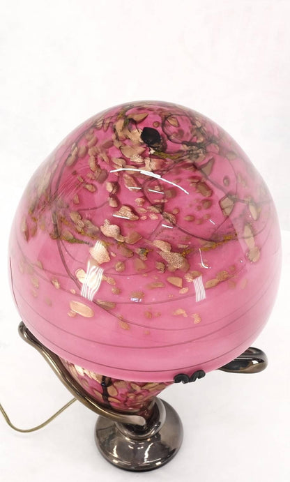 Pink & Gold Murano Art Glass Mushroom Shape Italian Table Lamp Nice