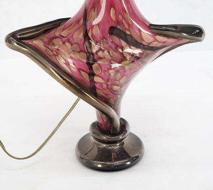 Pink & Gold Murano Art Glass Mushroom Shape Italian Table Lamp Nice