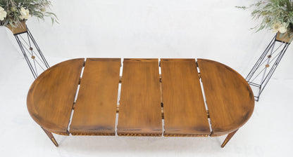 Round Mid-Century Modern Three Leaves Distressed Walnut Dining Table Mint!