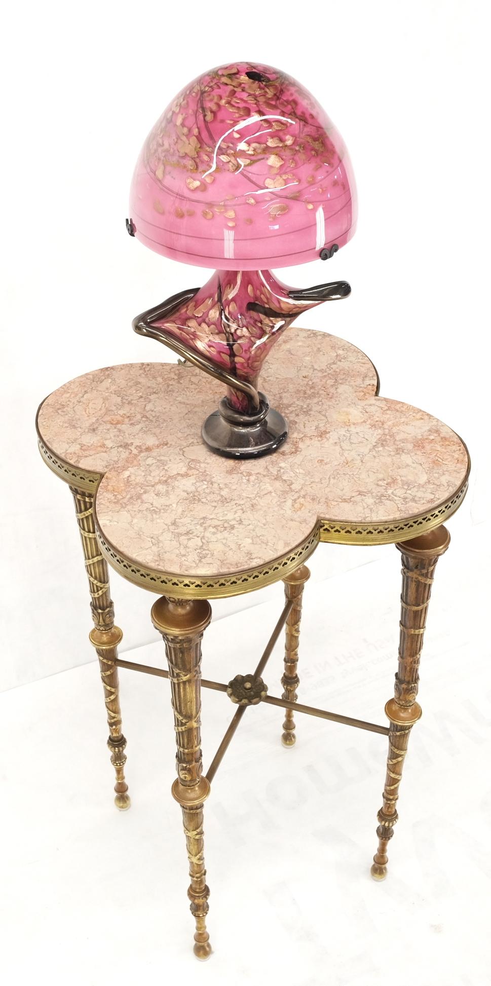 Pink & Gold Murano Art Glass Mushroom Shape Italian Table Lamp Nice