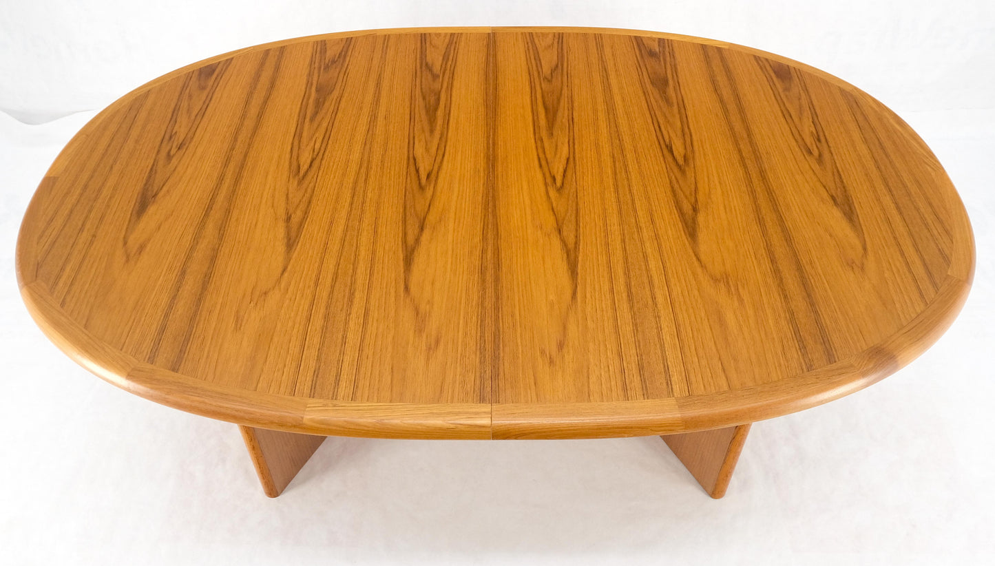 Danish Mid Century Modern Teak Racetrack Oval Dining Table 2 Extensions MINT