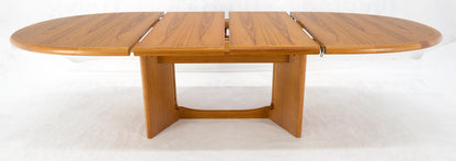 Danish Mid Century Modern Teak Racetrack Oval Dining Table 2 Extensions MINT