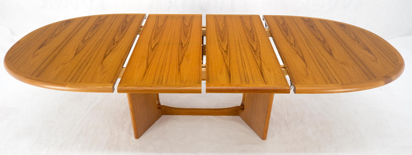 Danish Mid Century Modern Teak Racetrack Oval Dining Table 2 Extensions MINT