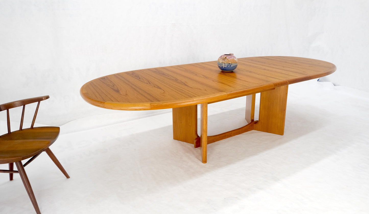 Danish Mid Century Modern Teak Racetrack Oval Dining Table 2 Extensions MINT