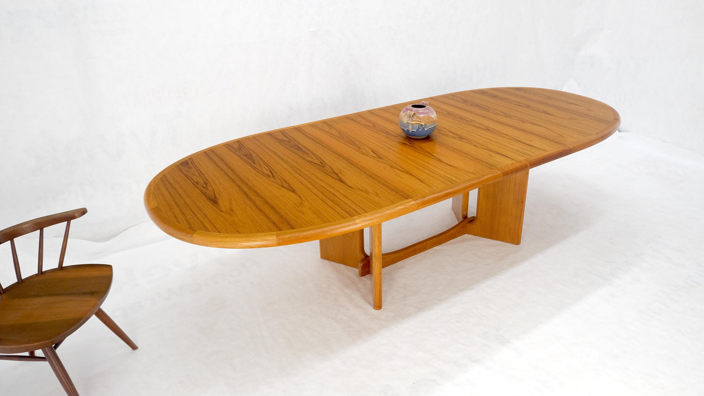 Danish Mid Century Modern Teak Racetrack Oval Dining Table 2 Extensions MINT