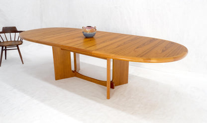 Danish Mid Century Modern Teak Racetrack Oval Dining Table 2 Extensions MINT