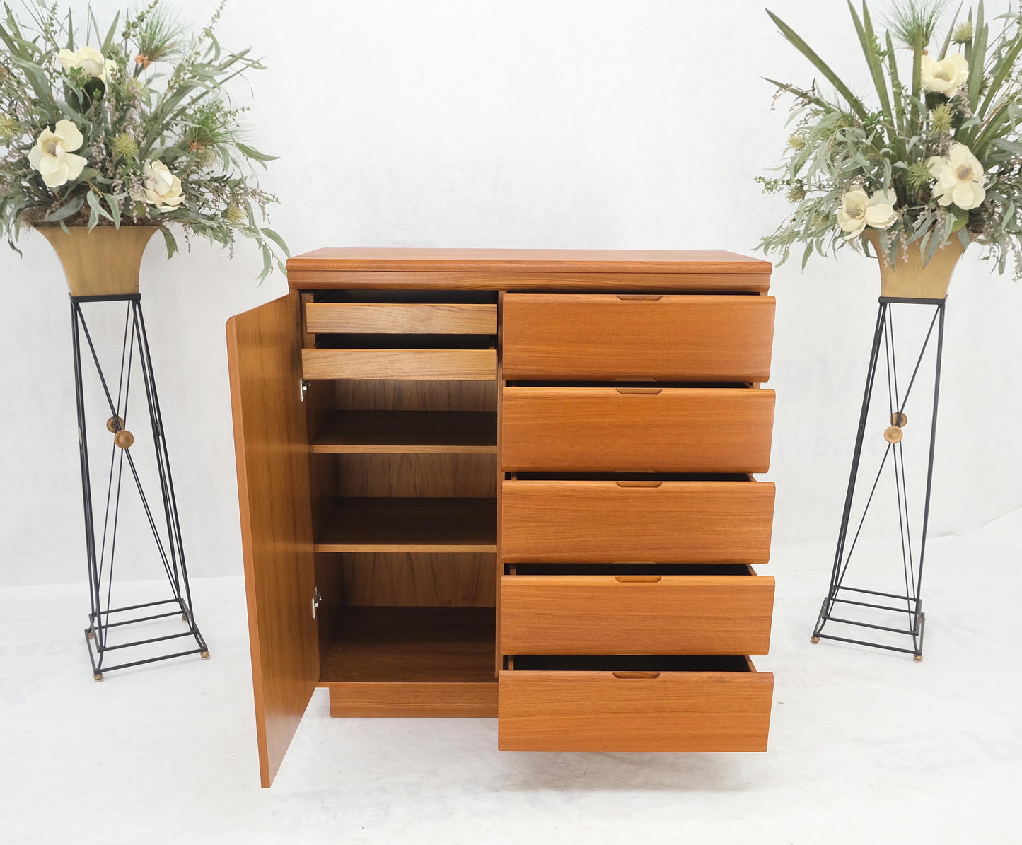 Danish Mid-Century Modern 7 Drawers High Credenza Chest Dresser Chifforobe Mint!