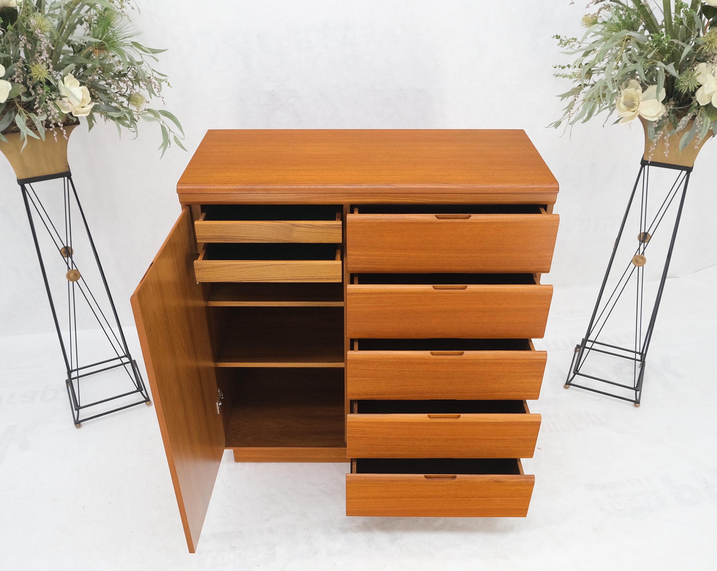 Danish Mid-Century Modern 7 Drawers High Credenza Chest Dresser Chifforobe Mint!