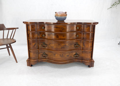 Burl Patches Veneer Work Olive Wood Serpentine Front Dresser Bachelor Chest MINT