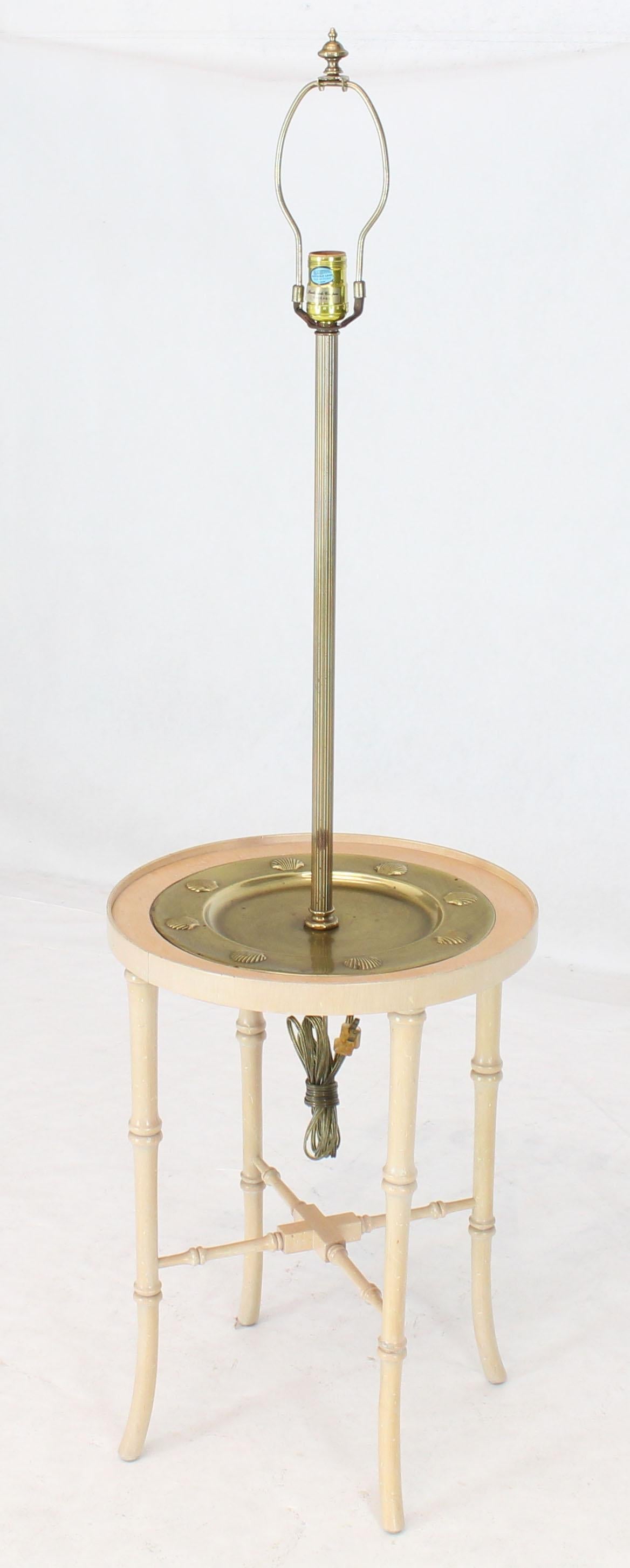 Fredrick Cooper Chicago Faux Bamboo White Wash Finish Brass Table Lamp