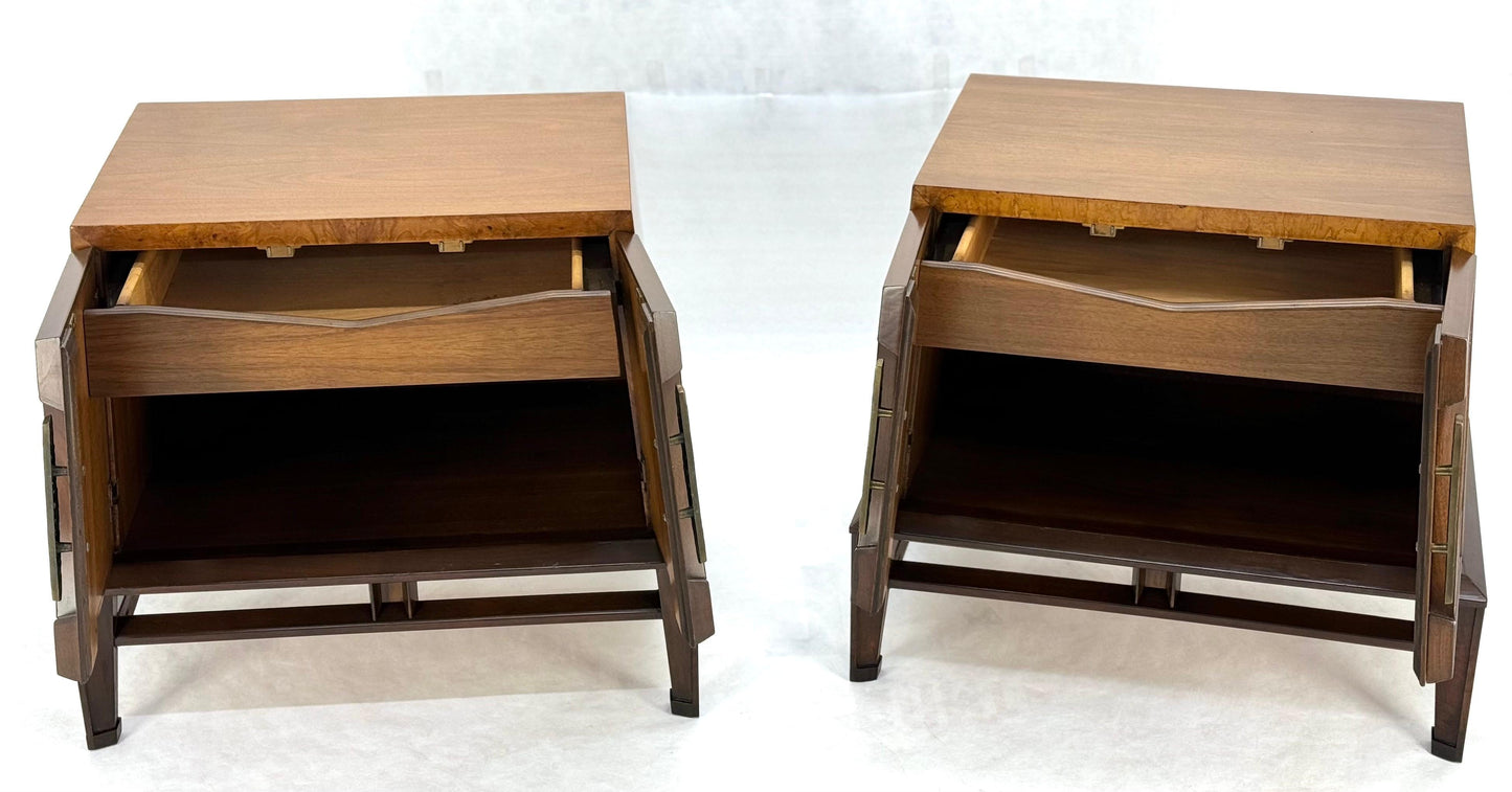 Pair of Helen Hobey for Baker Trapezoid Shape Night Stands End Side Tables MINT!