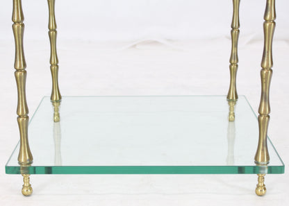 Glass Faux Bamboo Brass Cube Square Side Table Stand