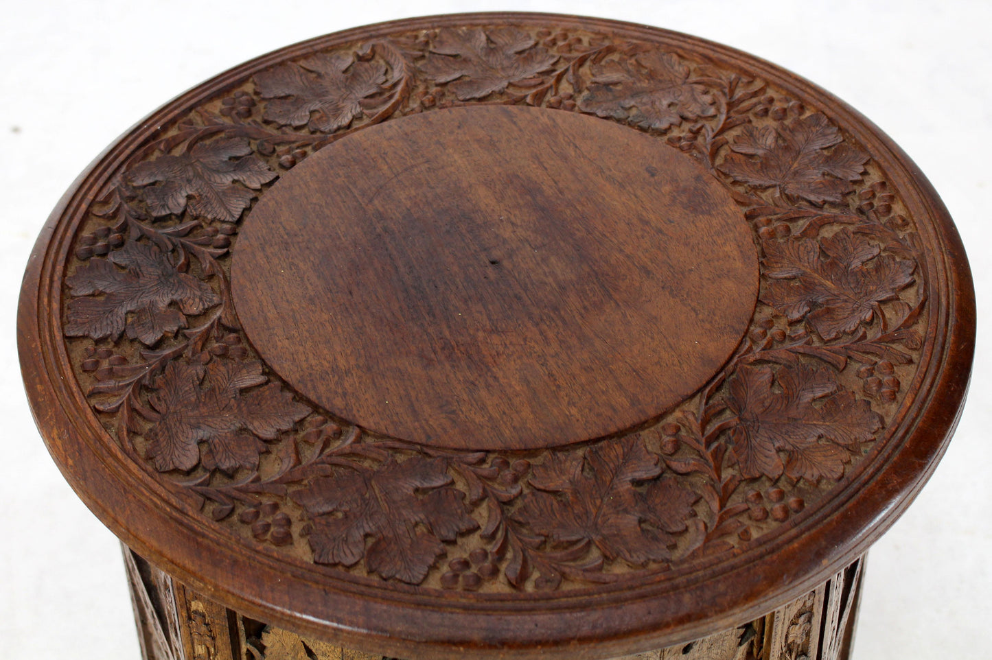 Pierced Carving Folding Round Side Occasional Table