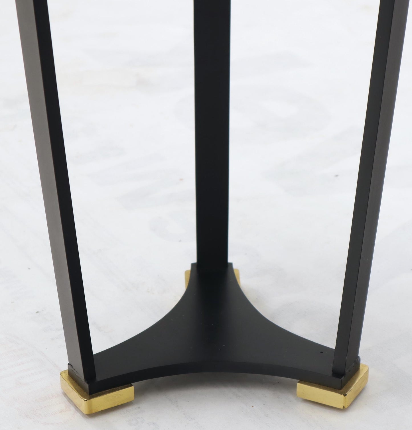 Brass and Round Black Granite Top Tri Legged Pedestal End Side Table