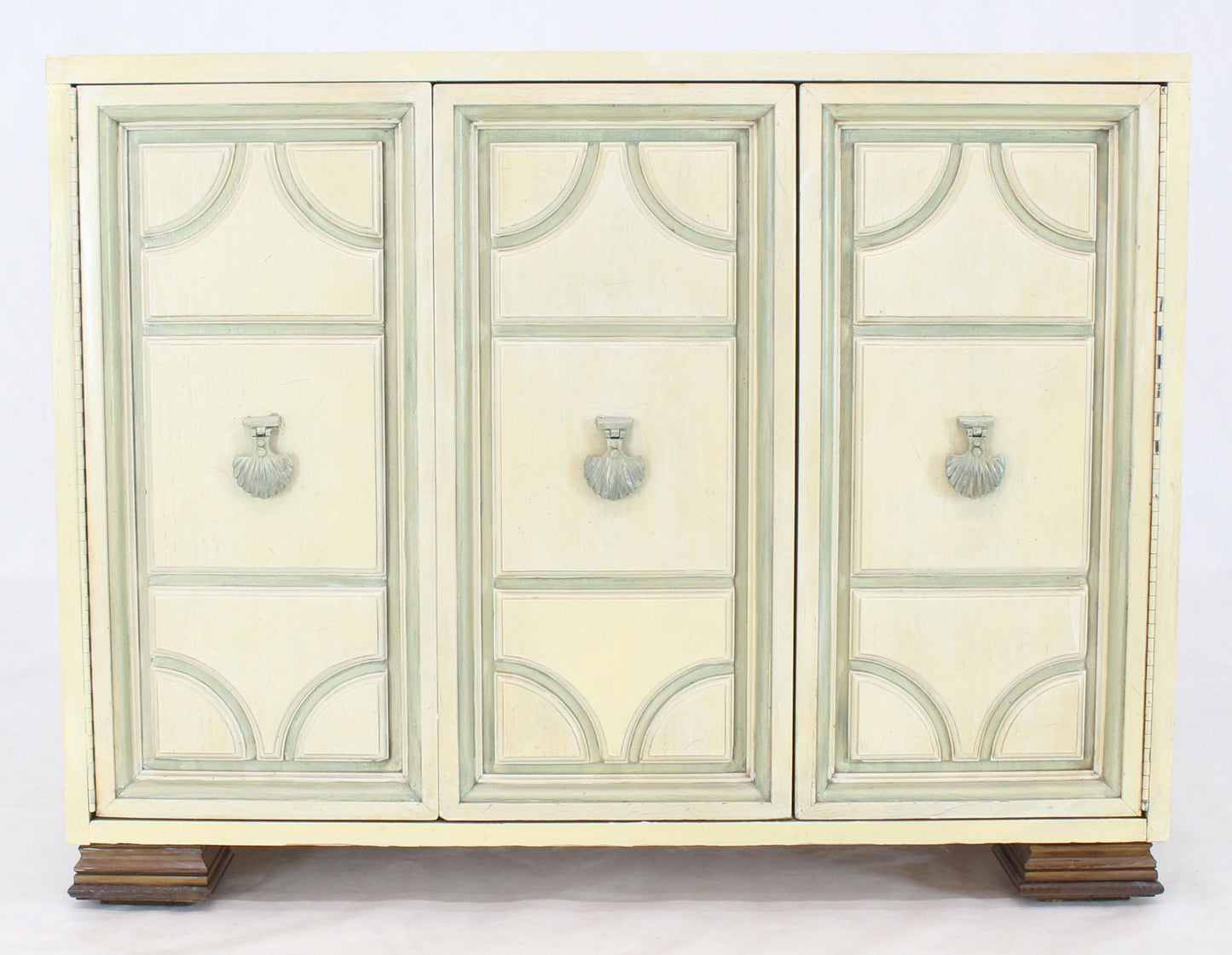 Marble Two Tone Finish Folding Doors Bachelor Chest Cabinet Dorothy Draper Style