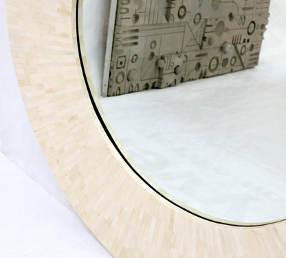 Large Round Sunburst Shape Bone Tiles Mirror