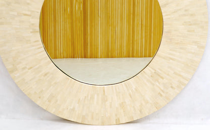 Large Round Sunburst Shape Bone Tiles Mirror