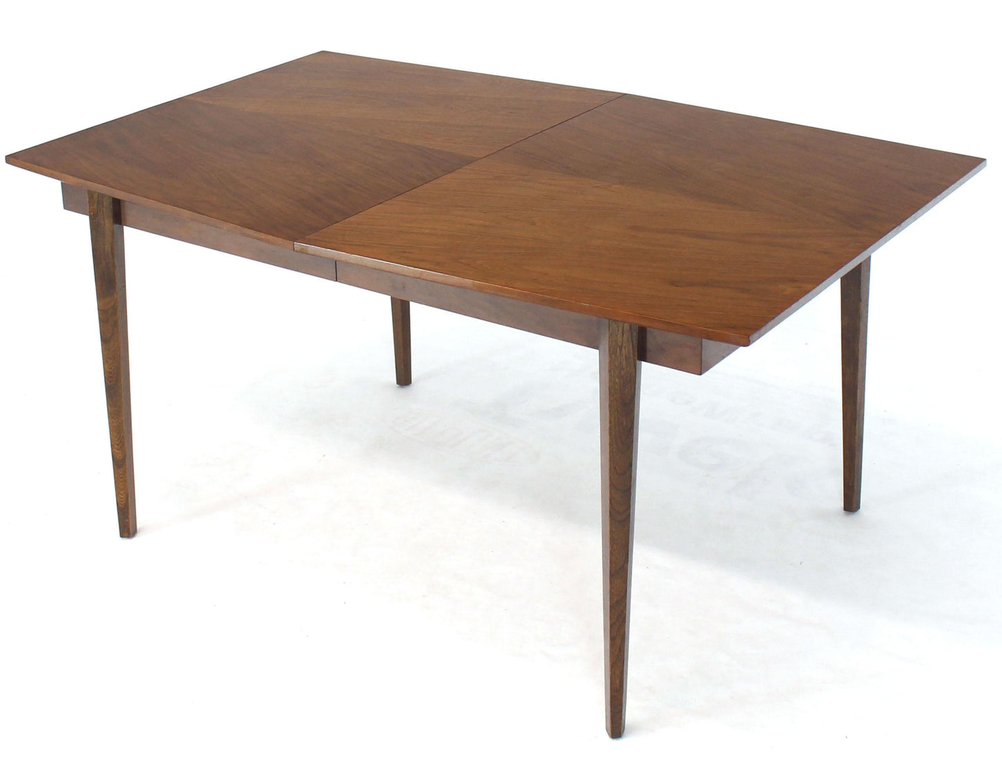 Danish Mid-Century Modern Walnut Wide Rectangle Dining Table 2 Extension Boards