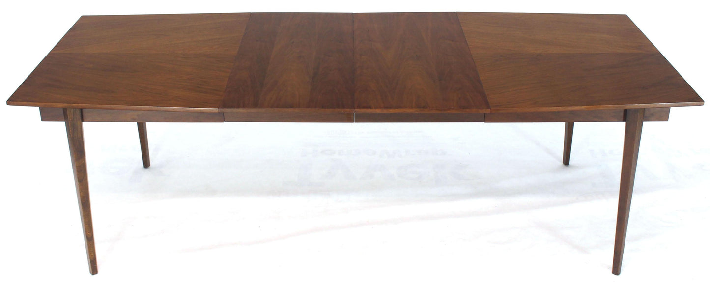 Danish Mid-Century Modern Walnut Wide Rectangle Dining Table 2 Extension Boards