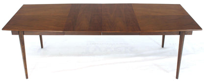 Danish Mid-Century Modern Walnut Wide Rectangle Dining Table 2 Extension Boards