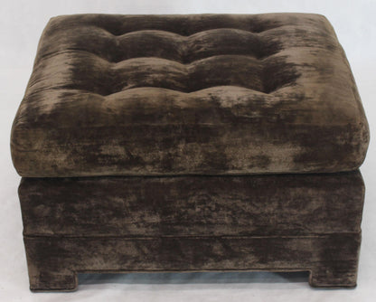 Large Square Deep Bronze Velvet Upholstery Tufted Upholstery Ottoman Footstool