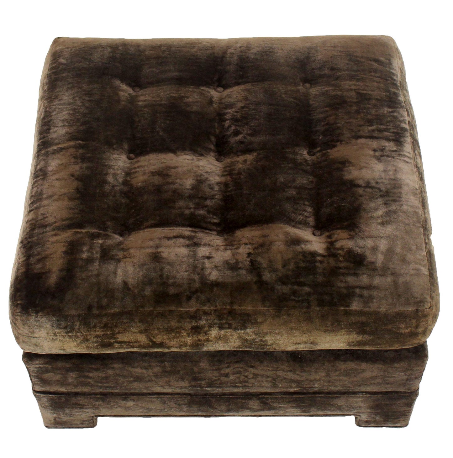 Large Square Deep Bronze Velvet Upholstery Tufted Upholstery Ottoman Footstool